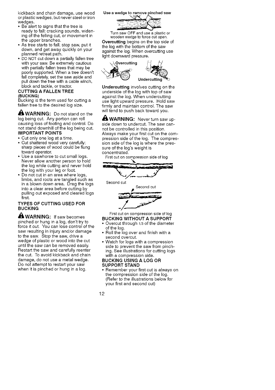 Warning, A warning | Craftsman 358.351810 User Manual | Page 12 / 26