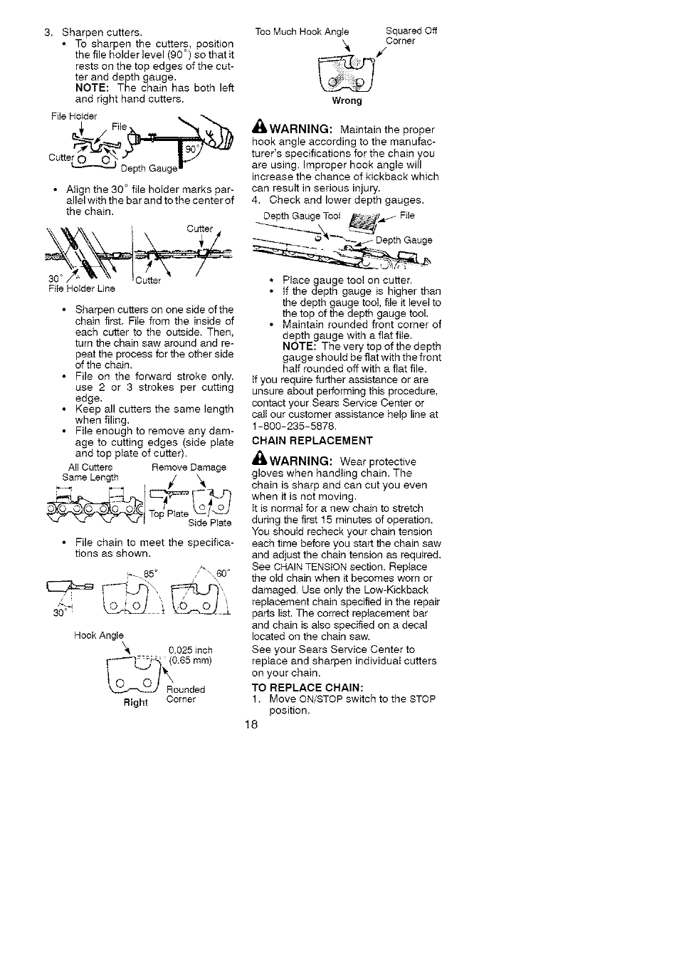 Chain replacement | Craftsman 358.351810 User Manual | Page 18 / 26
