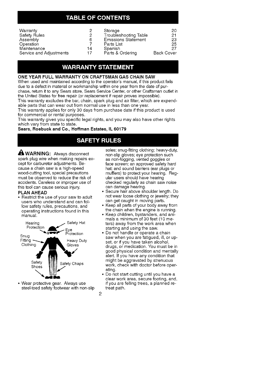Craftsman 358.351810 User Manual | Page 2 / 26