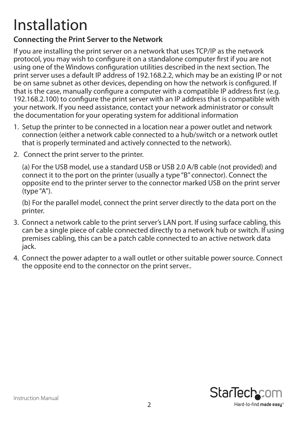 Installation | StarTech.com PM1115U User Manual | Page 5 / 12