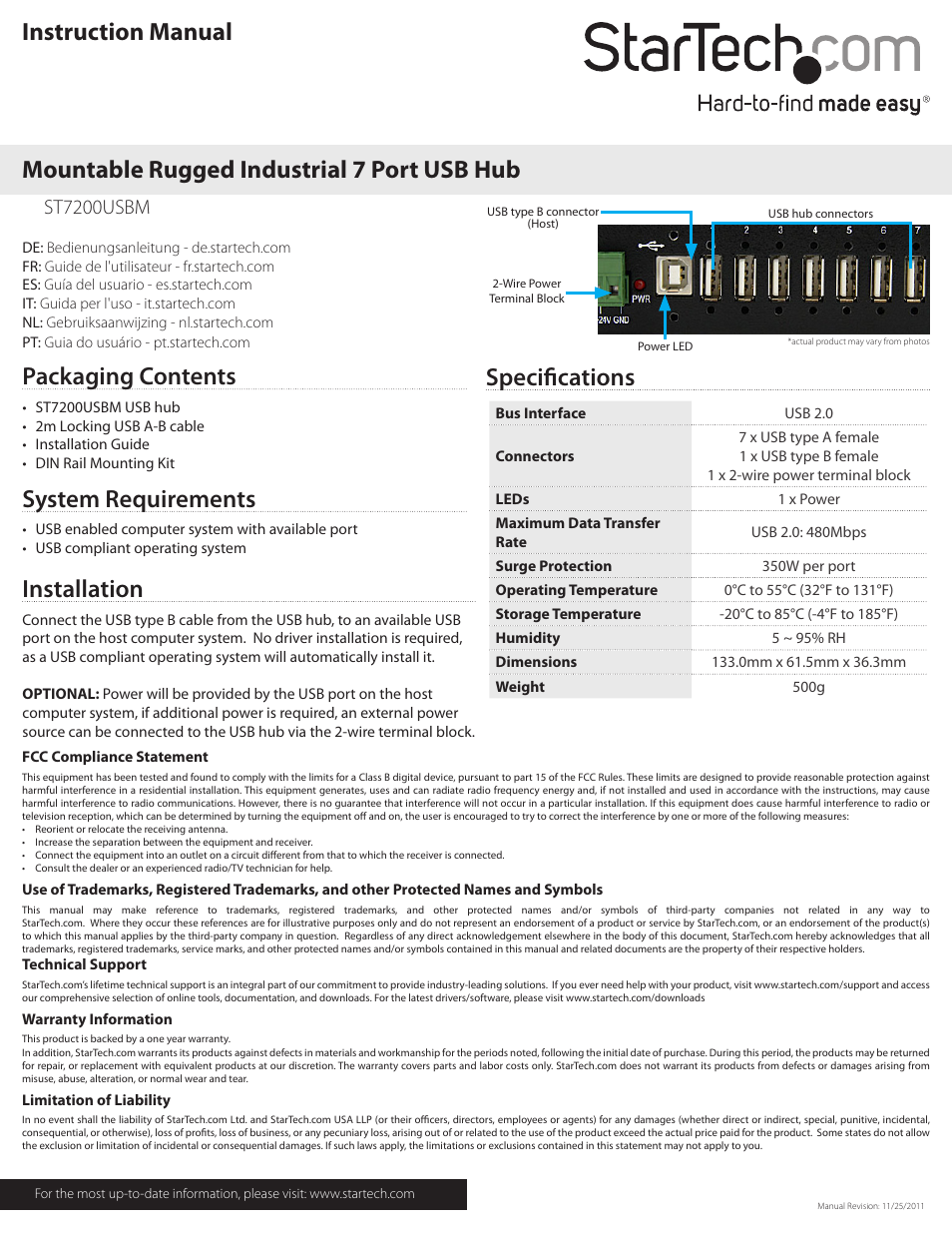StarTech.com ST7200USBM User Manual | 1 page