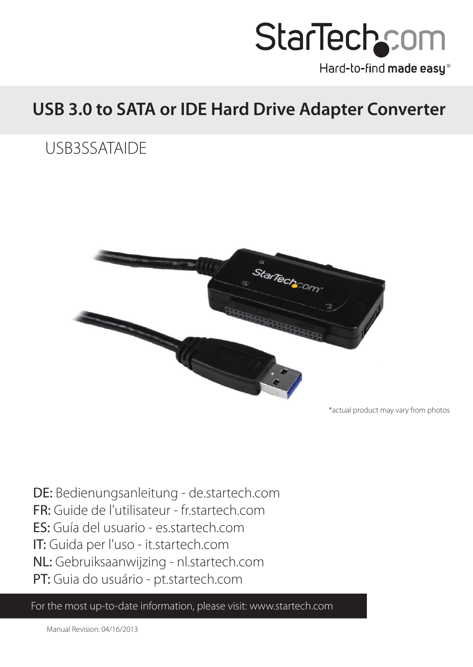 StarTech.com USB3SSATAIDE User Manual | 12 pages