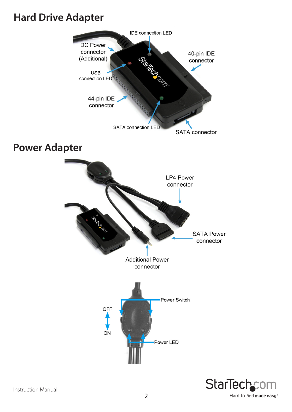 Hard drive adapter power adapter | StarTech.com USB3SSATAIDE User Manual | Page 5 / 12
