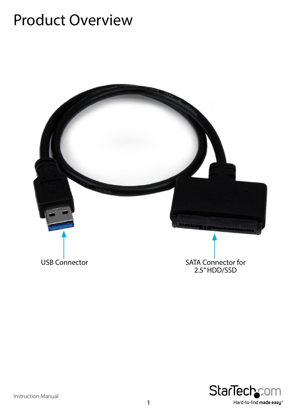 Product overview | StarTech.com USB3S2SAT3CB User Manual | Page 4 / 11