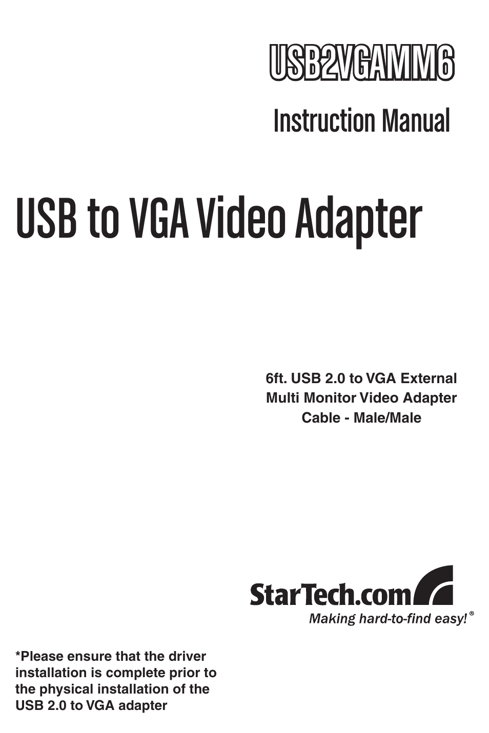 StarTech.com USB2VGAMM6 User Manual | 14 pages