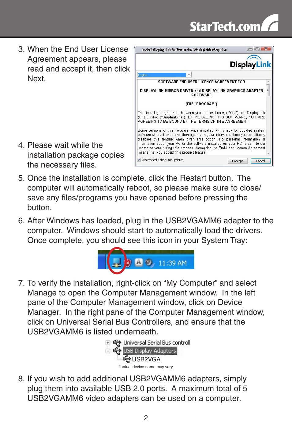 StarTech.com USB2VGAMM6 User Manual | Page 5 / 14