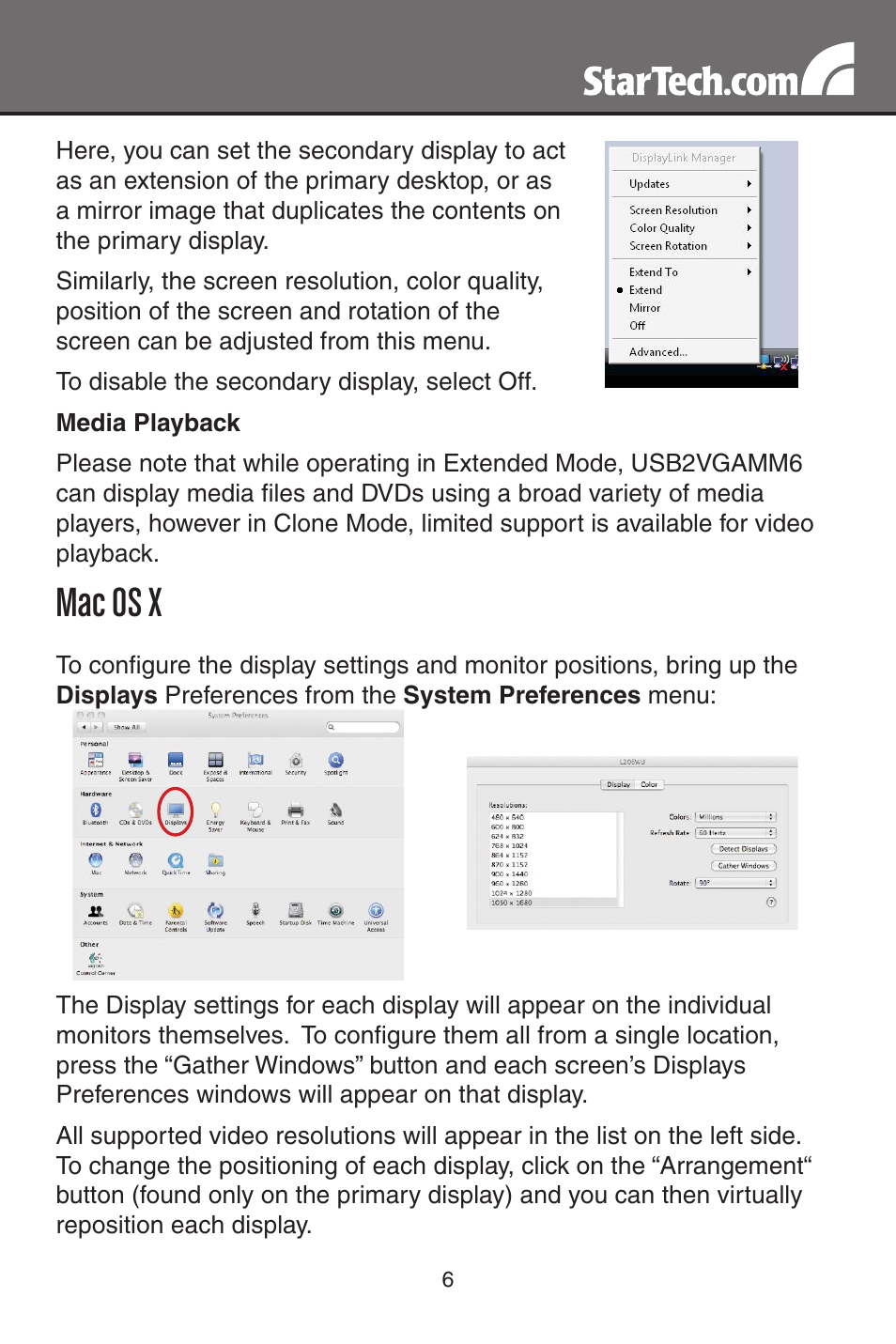 Mac os x | StarTech.com USB2VGAMM6 User Manual | Page 9 / 14