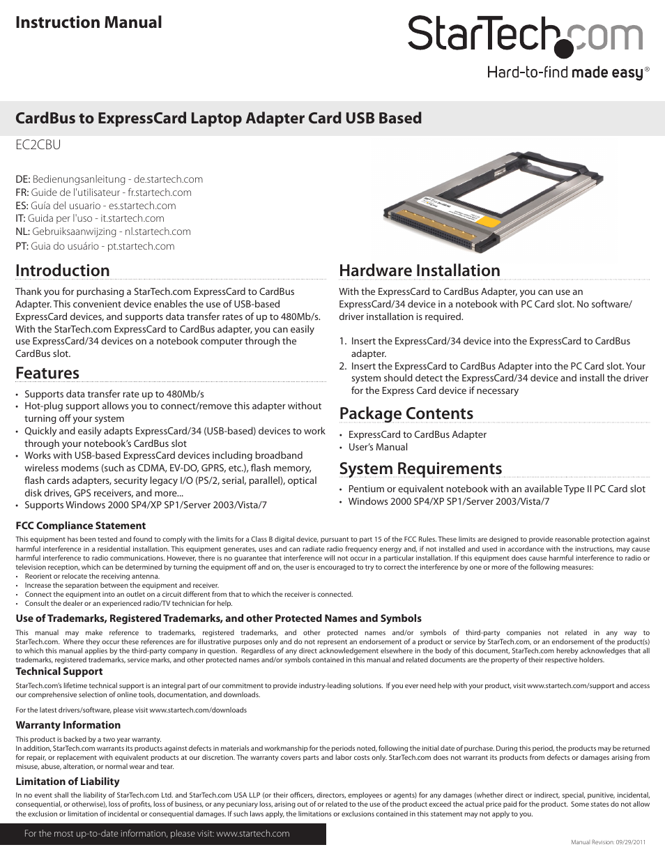 StarTech.com EC2CBU User Manual | 1 page