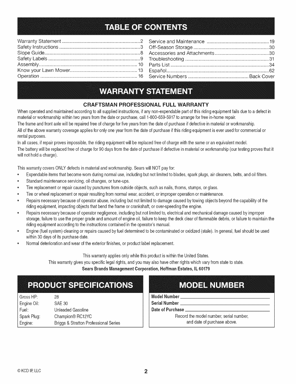 Craftsman PGT9000 User Manual | Page 2 / 100