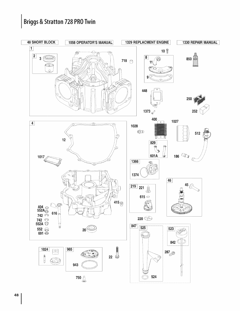 Briggs & stratton 728 pro twin | Craftsman PGT9000 User Manual | Page 48 / 100