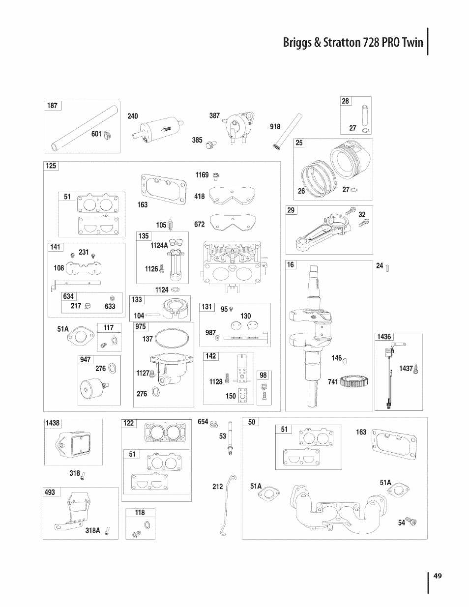 1169 fl 418, 318a, Briggs & stratton 728 pro twin | Craftsman PGT9000 User Manual | Page 49 / 100