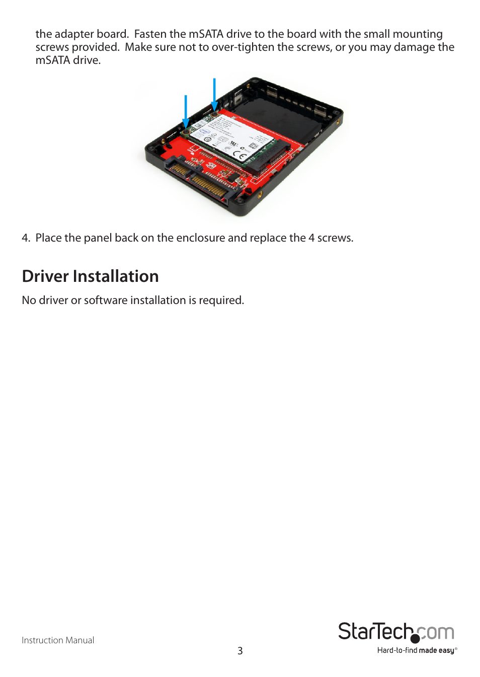 Driver installation | StarTech.com SAT2MSAT25 User Manual | Page 6 / 11