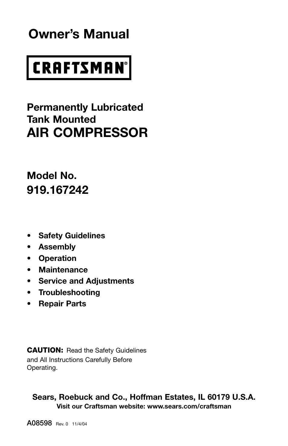 Craftsman 919.167242 User Manual | 44 pages