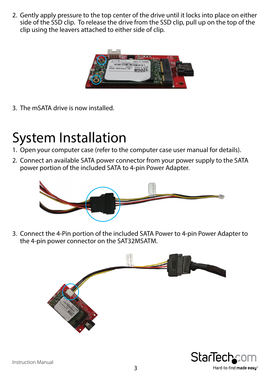 System installation | StarTech.com SAT32MSATM User Manual | Page 6 / 10