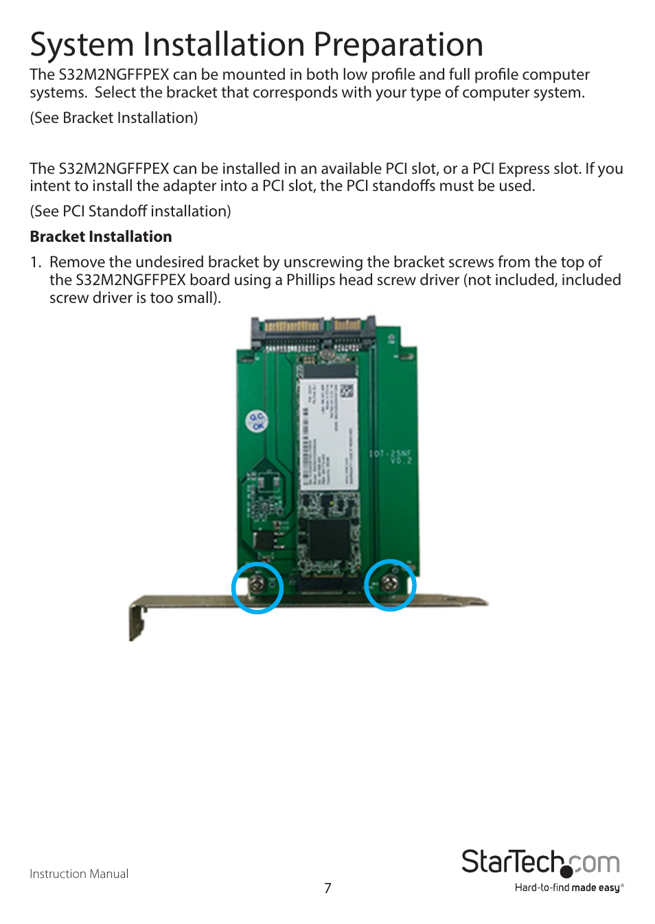 System installation preparation | StarTech.com S32M2NGFFPEX User Manual | Page 10 / 16