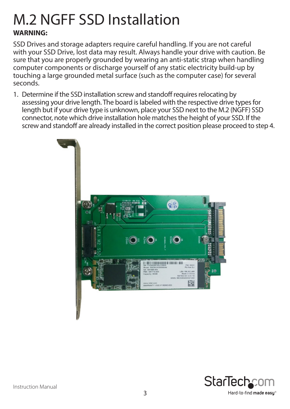 M.2 ngff ssd installation | StarTech.com S32M2NGFFPEX User Manual | Page 6 / 16