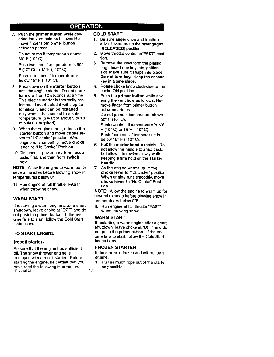 Recoil starter) | Craftsman 536.881130 User Manual | Page 16 / 30