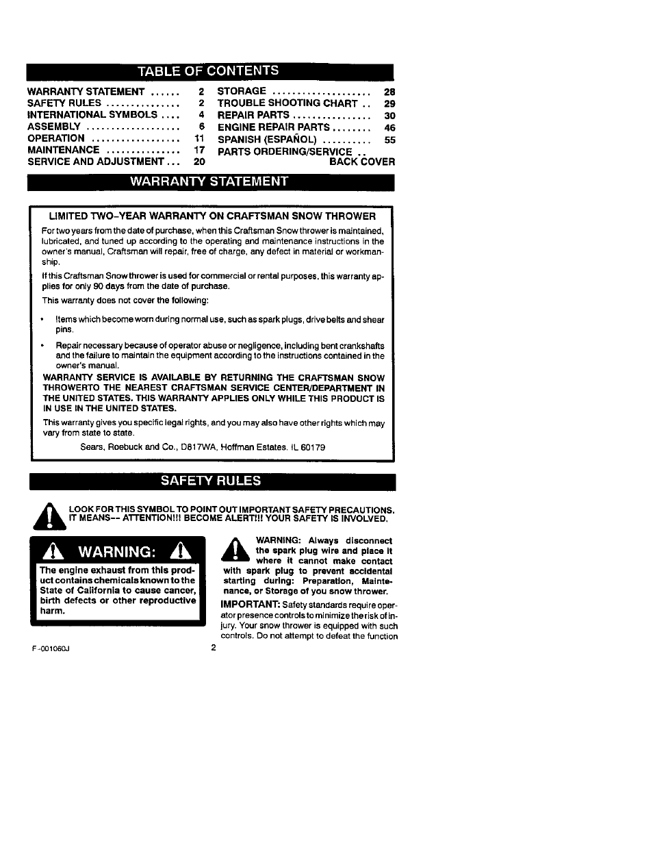 Craftsman 536.881130 User Manual | Page 2 / 30
