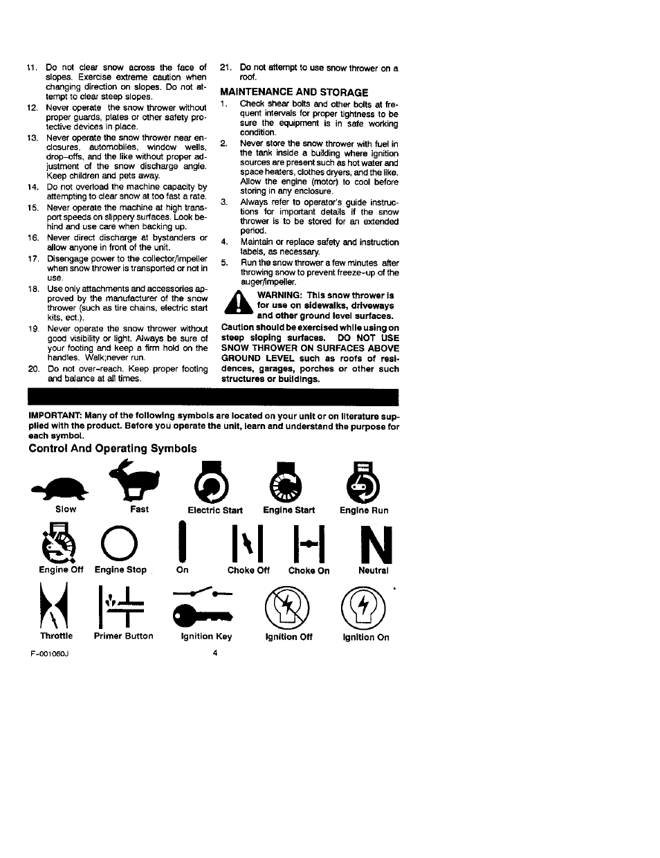 Contro) and operating symbols, O i hi h n | Craftsman 536.881130 User Manual | Page 4 / 30
