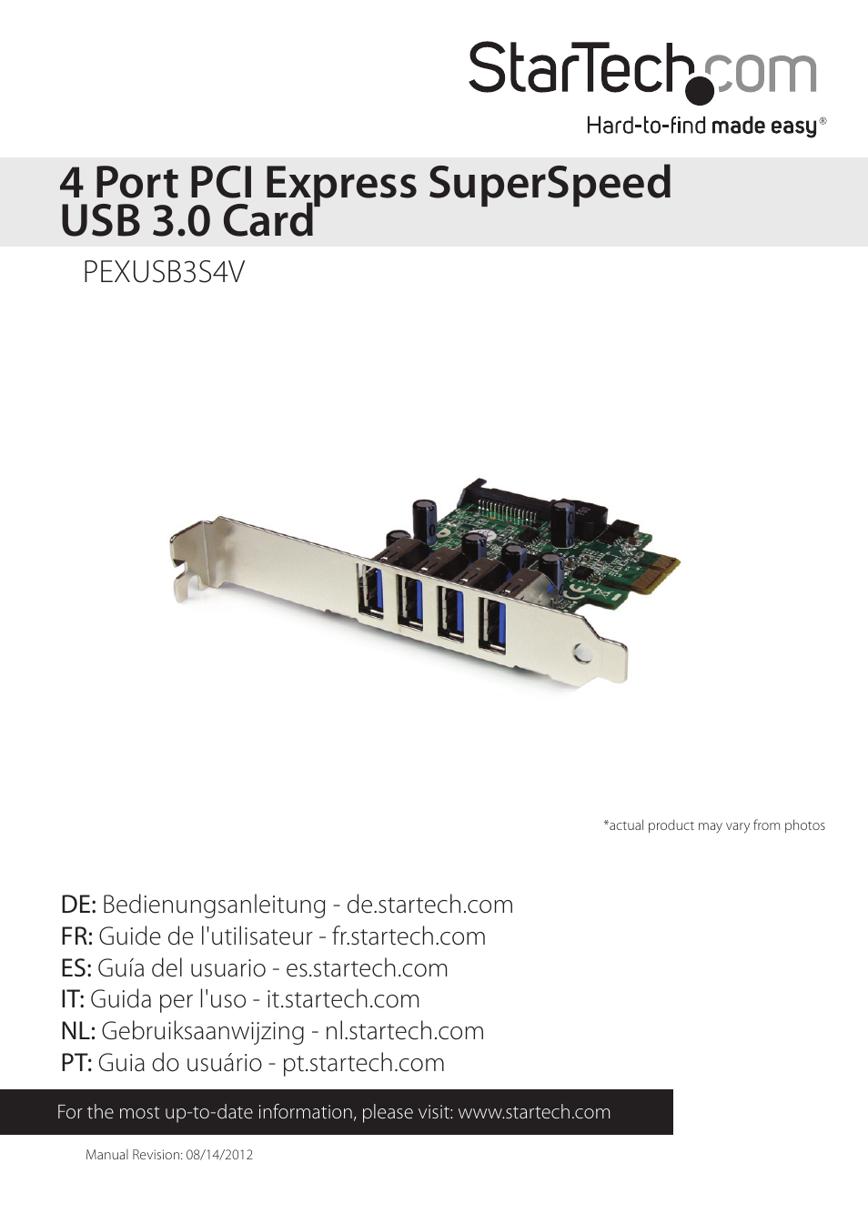 StarTech.com PEXUSB3S4V User Manual | 10 pages