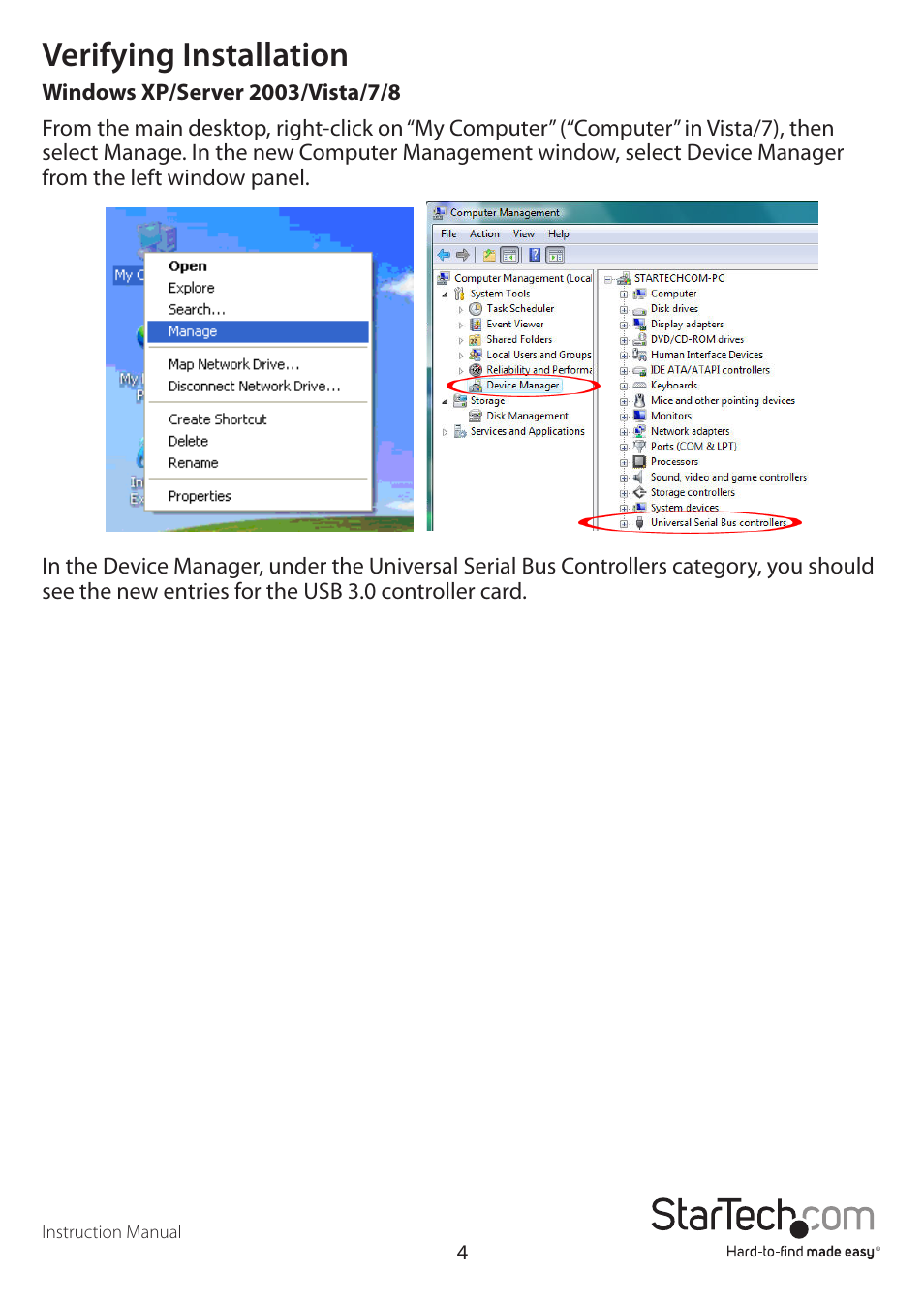 Verifying installation | StarTech.com PEXUSB3S4V User Manual | Page 7 / 10