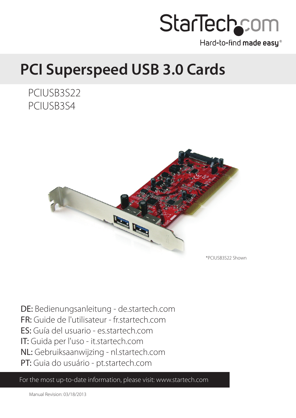 StarTech.com PCIUSB3S4 User Manual | 11 pages