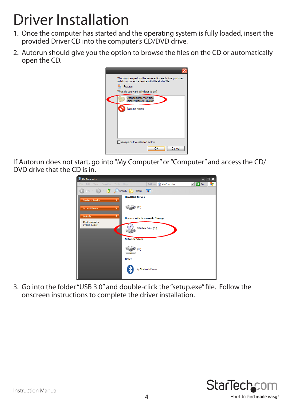 Driver installation | StarTech.com PCIUSB3S4 User Manual | Page 7 / 11