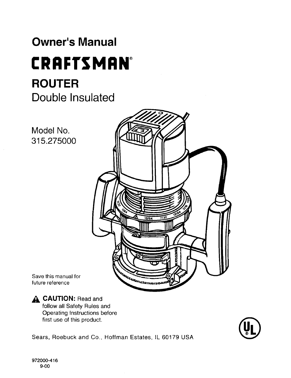 Craftsman 315.275000 User Manual | 20 pages