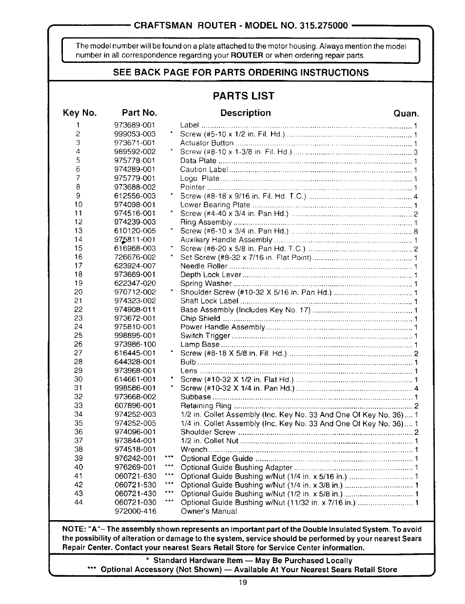 Craftsman 315.275000 User Manual | Page 19 / 20