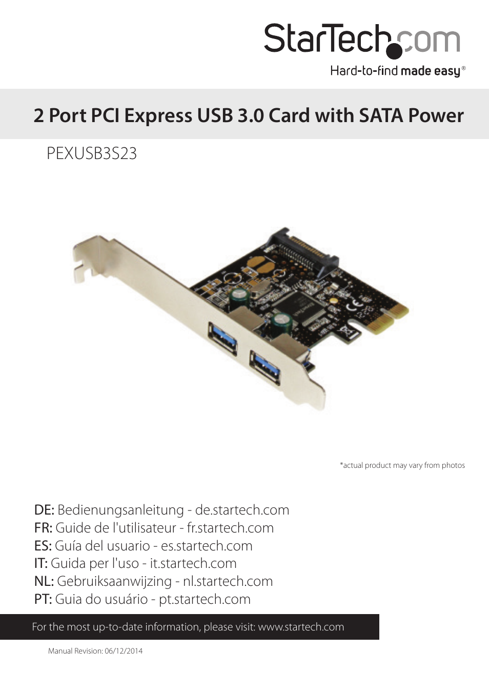 StarTech.com PEXUSB3S23 User Manual | 10 pages