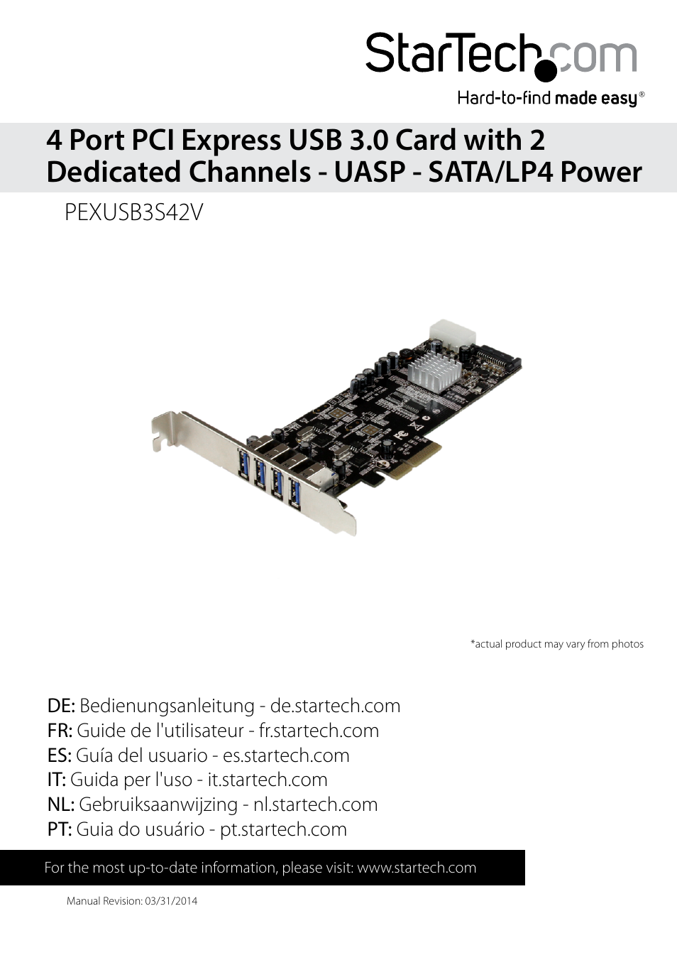 StarTech.com PEXUSB3S42V User Manual | 10 pages