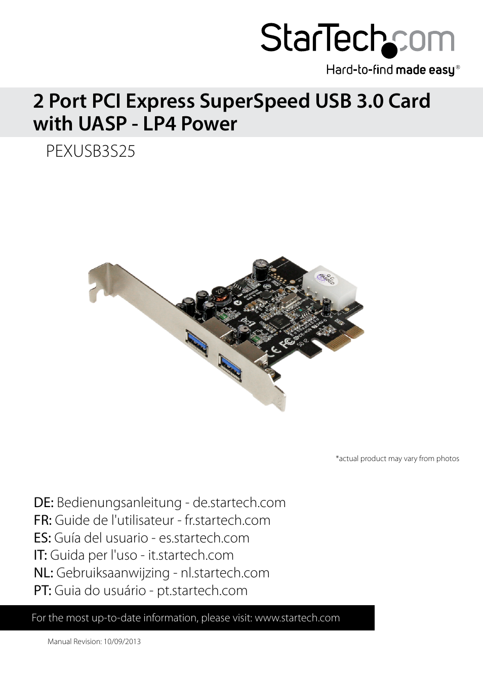 StarTech.com PEXUSB3S25 User Manual | 10 pages