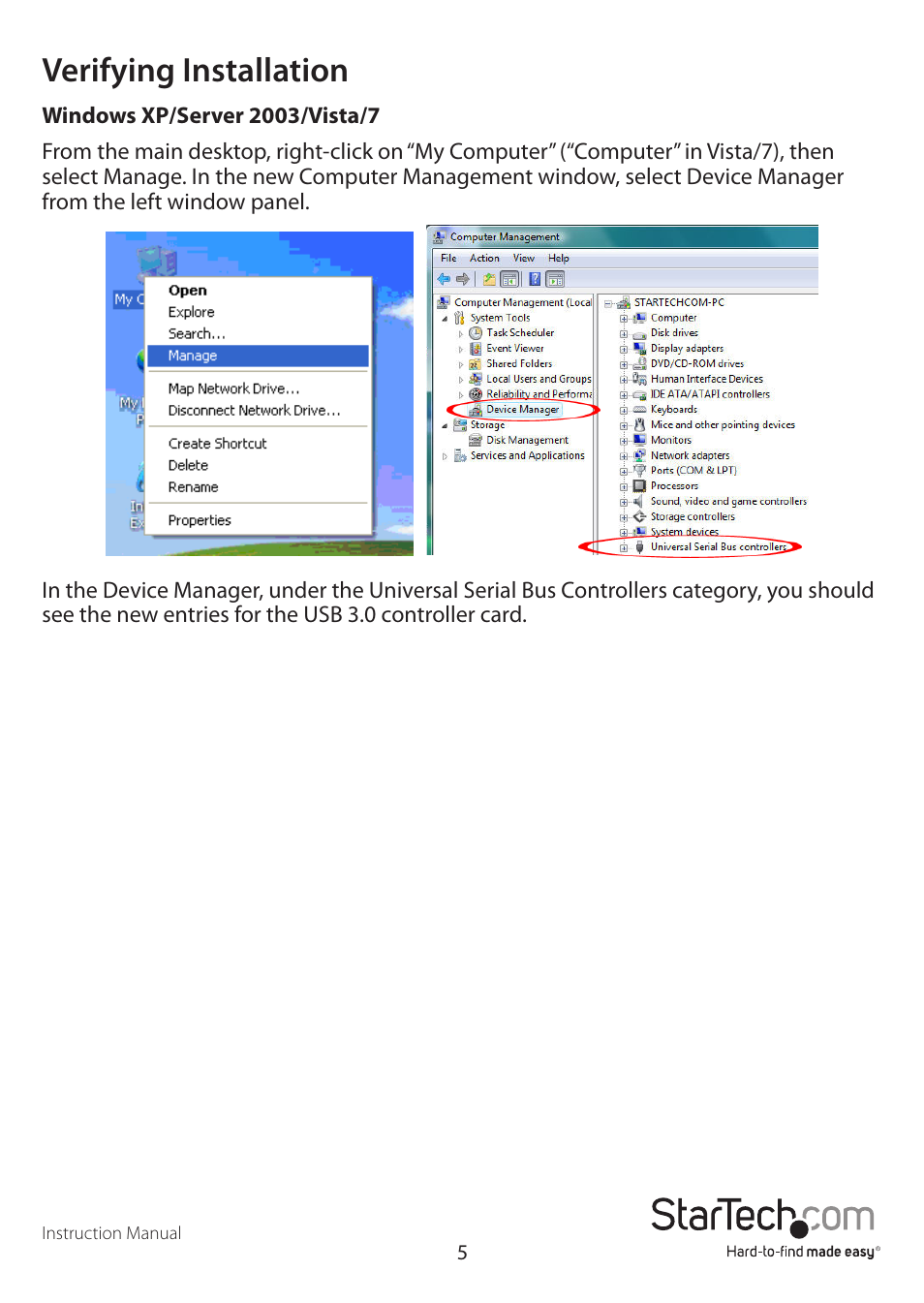 Verifying installation | StarTech.com PEXUSB3S4 User Manual | Page 8 / 11