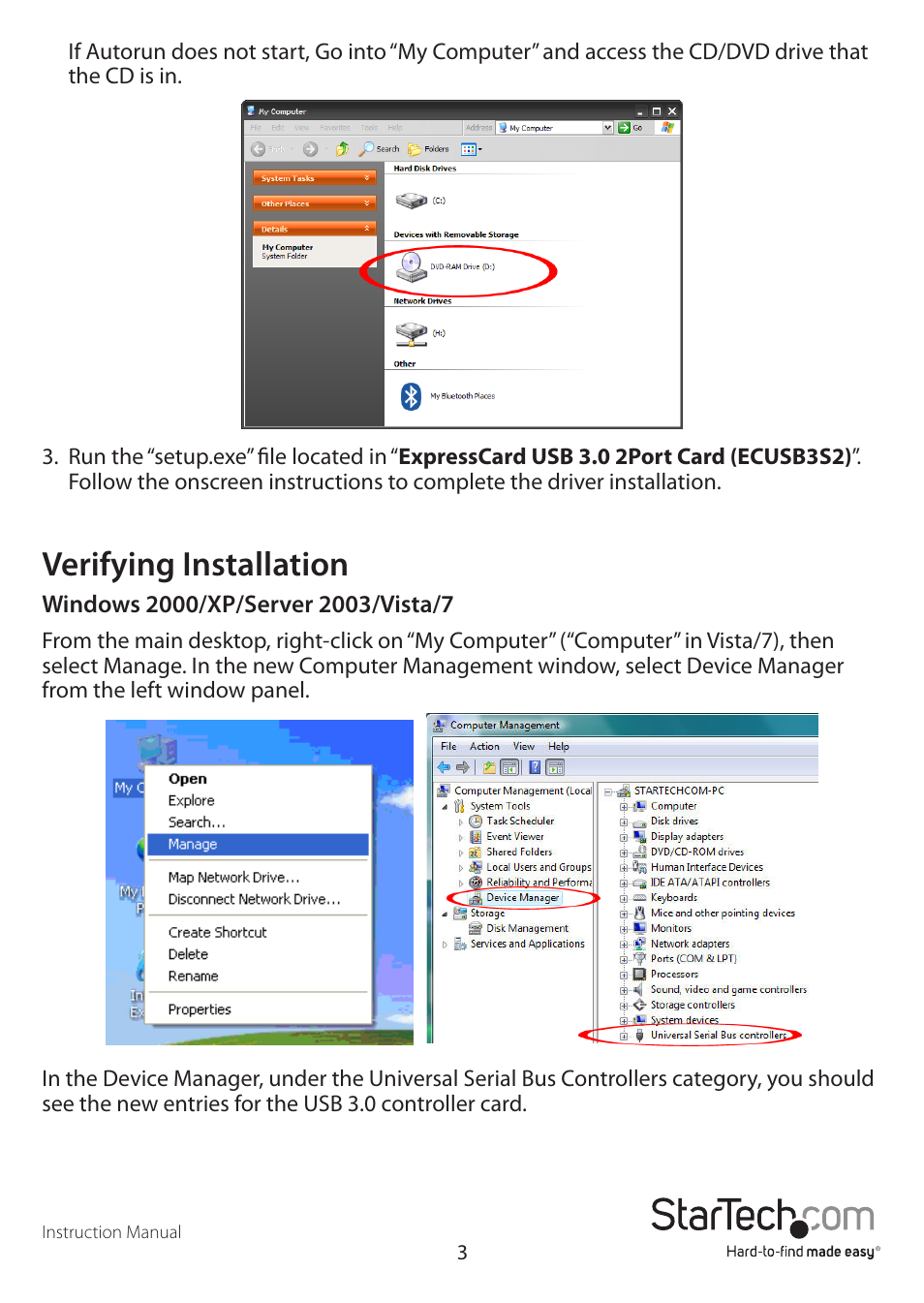 Verifying installation | StarTech.com ECUSB3S2 User Manual | Page 6 / 9