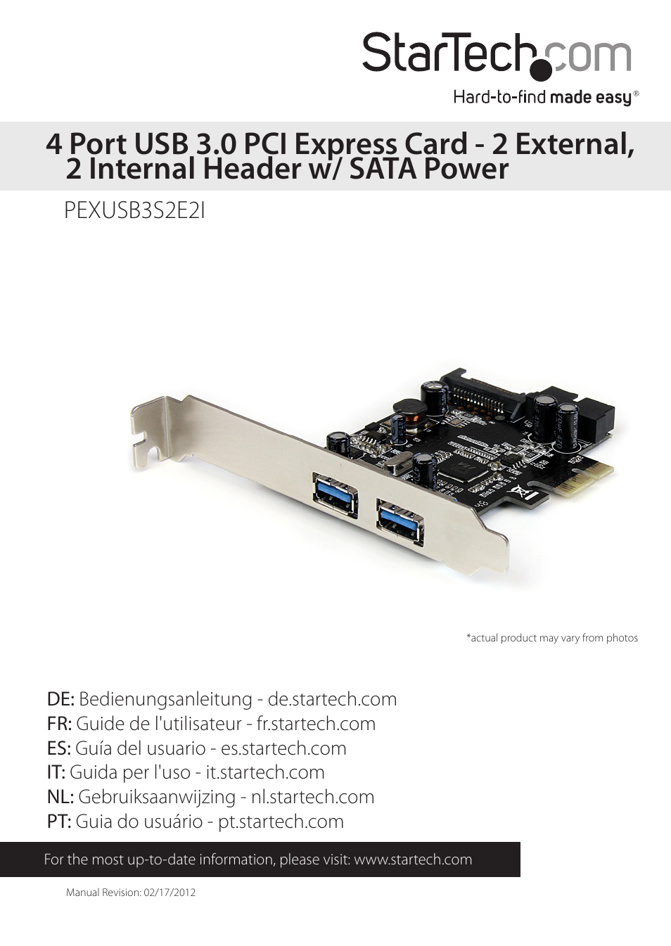 StarTech.com PEXUSB3S2E2I User Manual | 9 pages