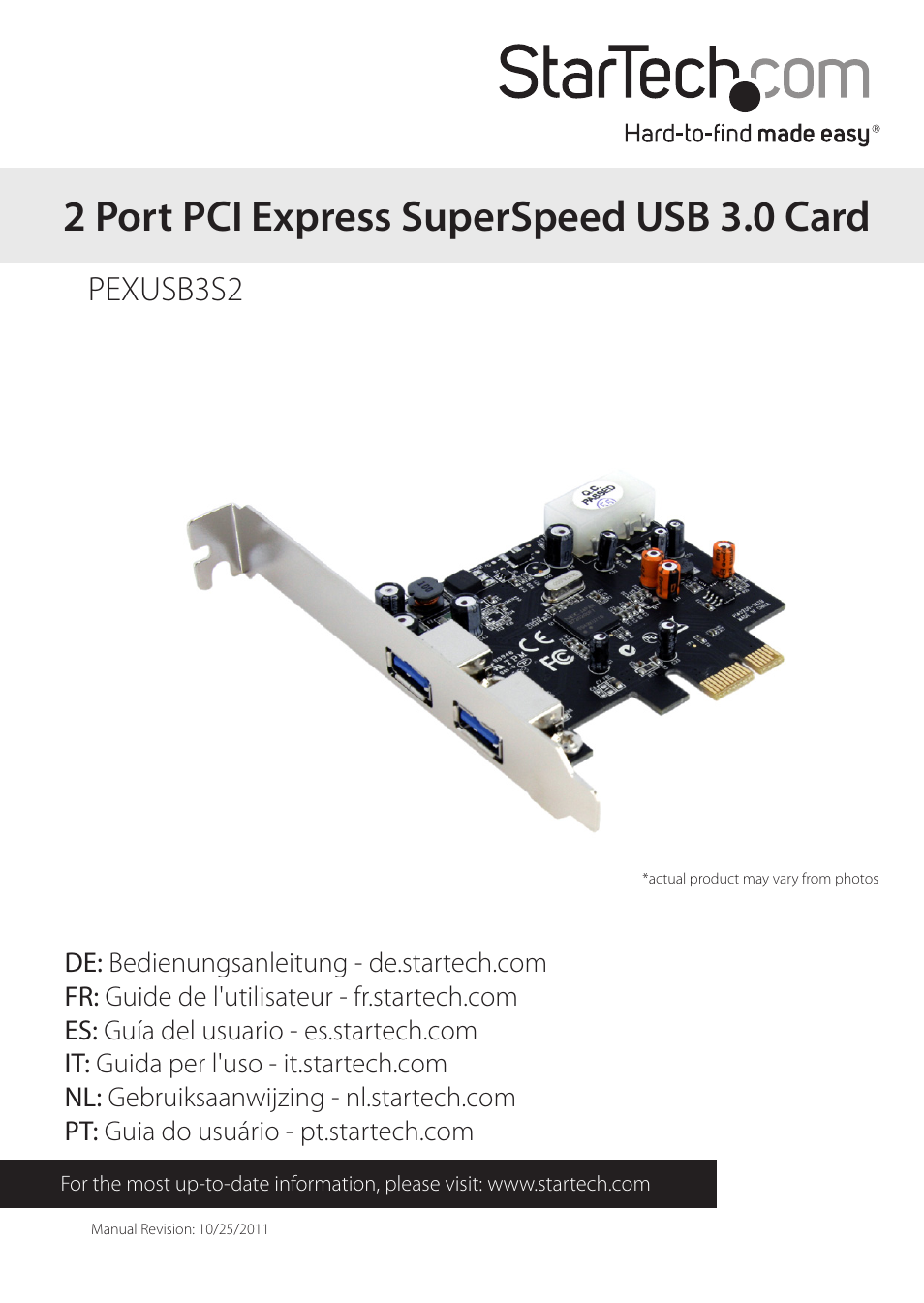 StarTech.com PEXUSB3S2 User Manual | 10 pages