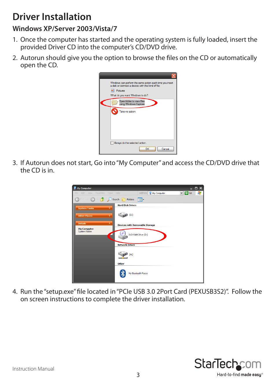 Driver installation | StarTech.com PEXUSB3S2 User Manual | Page 6 / 10