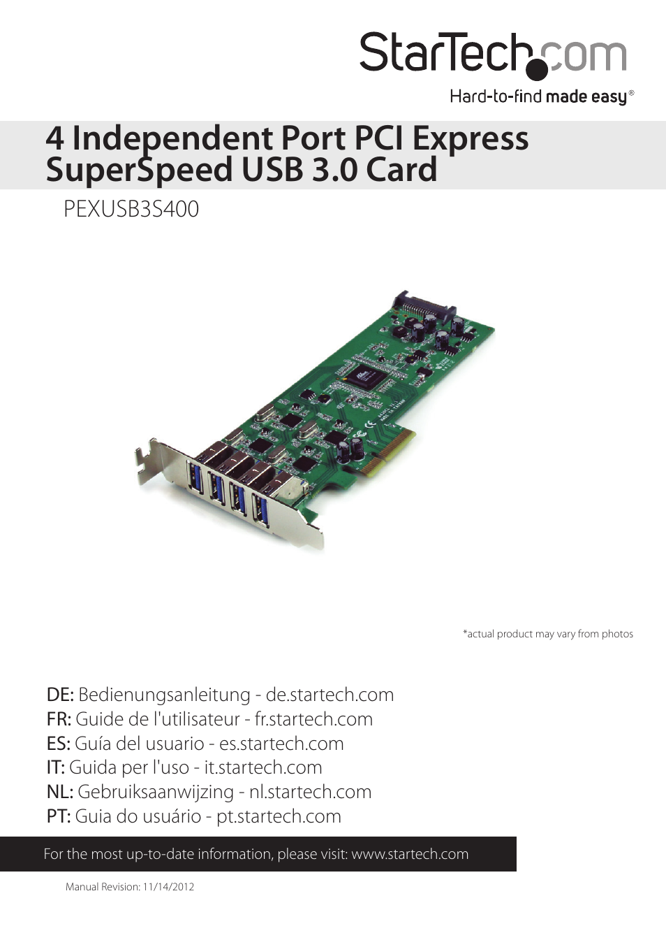 StarTech.com PEXUSB3S400 User Manual | 10 pages