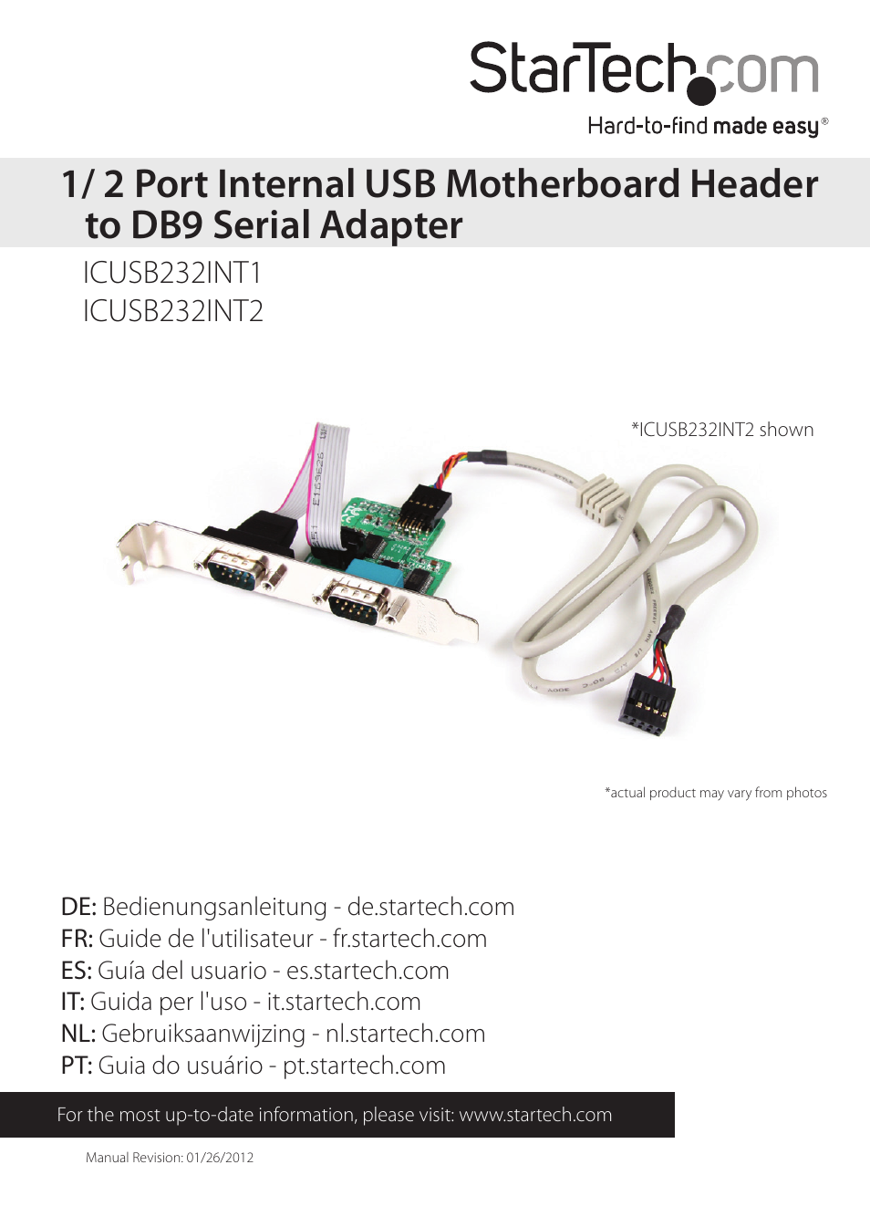 StarTech.com ICUSB232INT2 User Manual | 8 pages