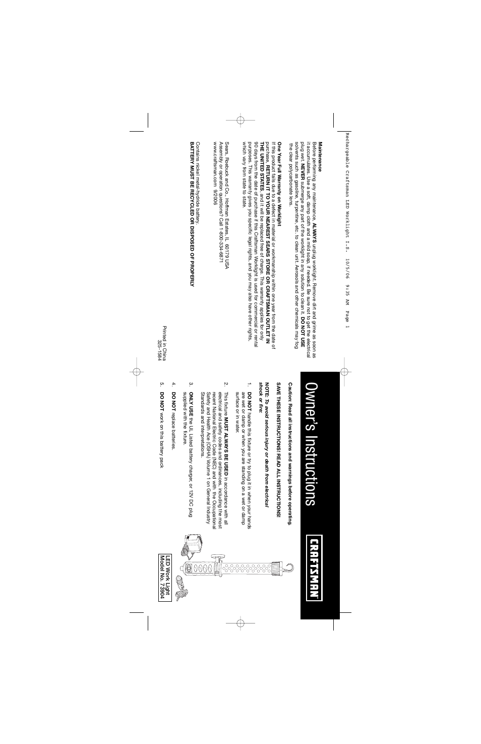 Craftsman 73904 User Manual | 2 pages