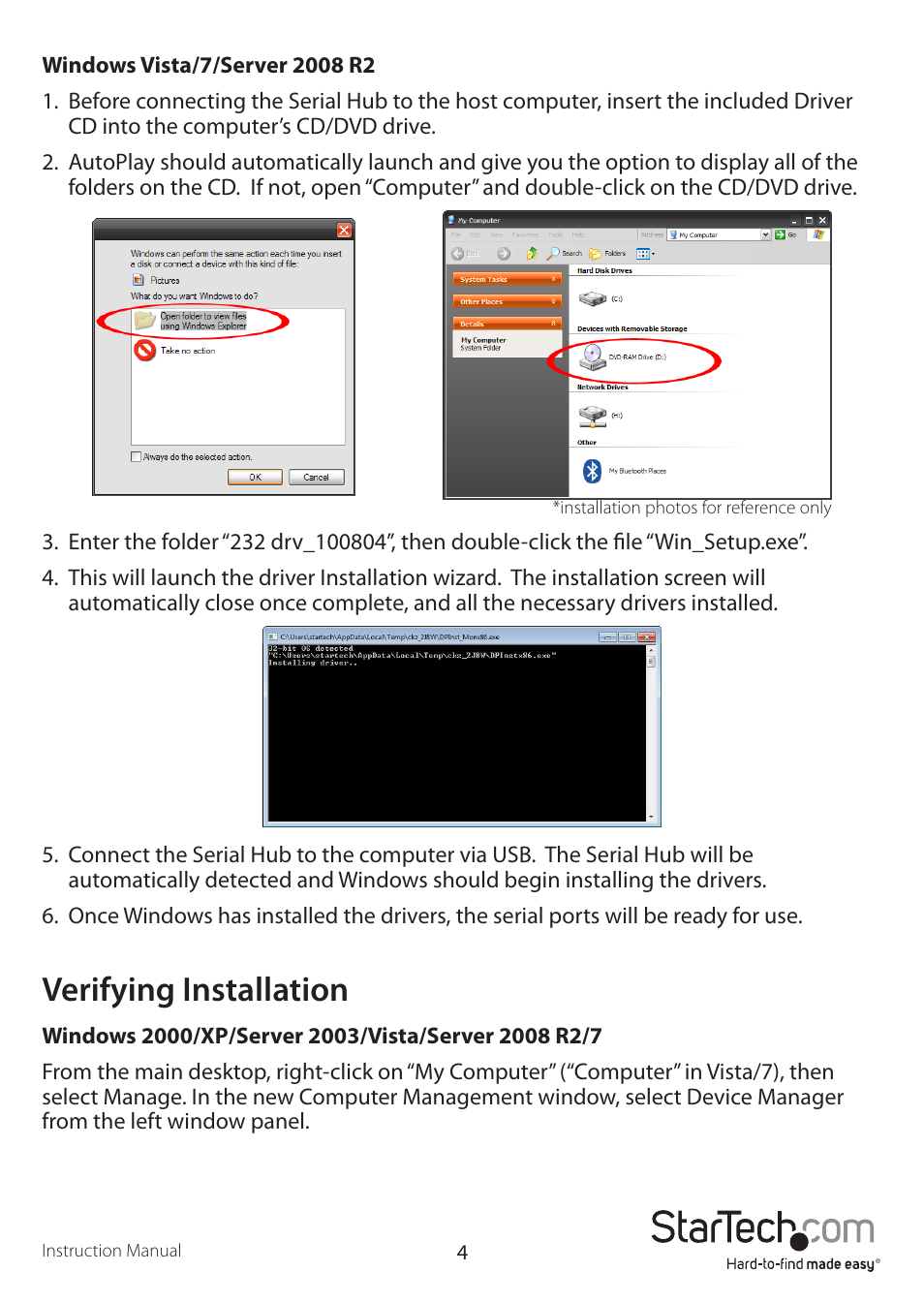 Verifying installation | StarTech.com ICUSB23216F User Manual | Page 7 / 11