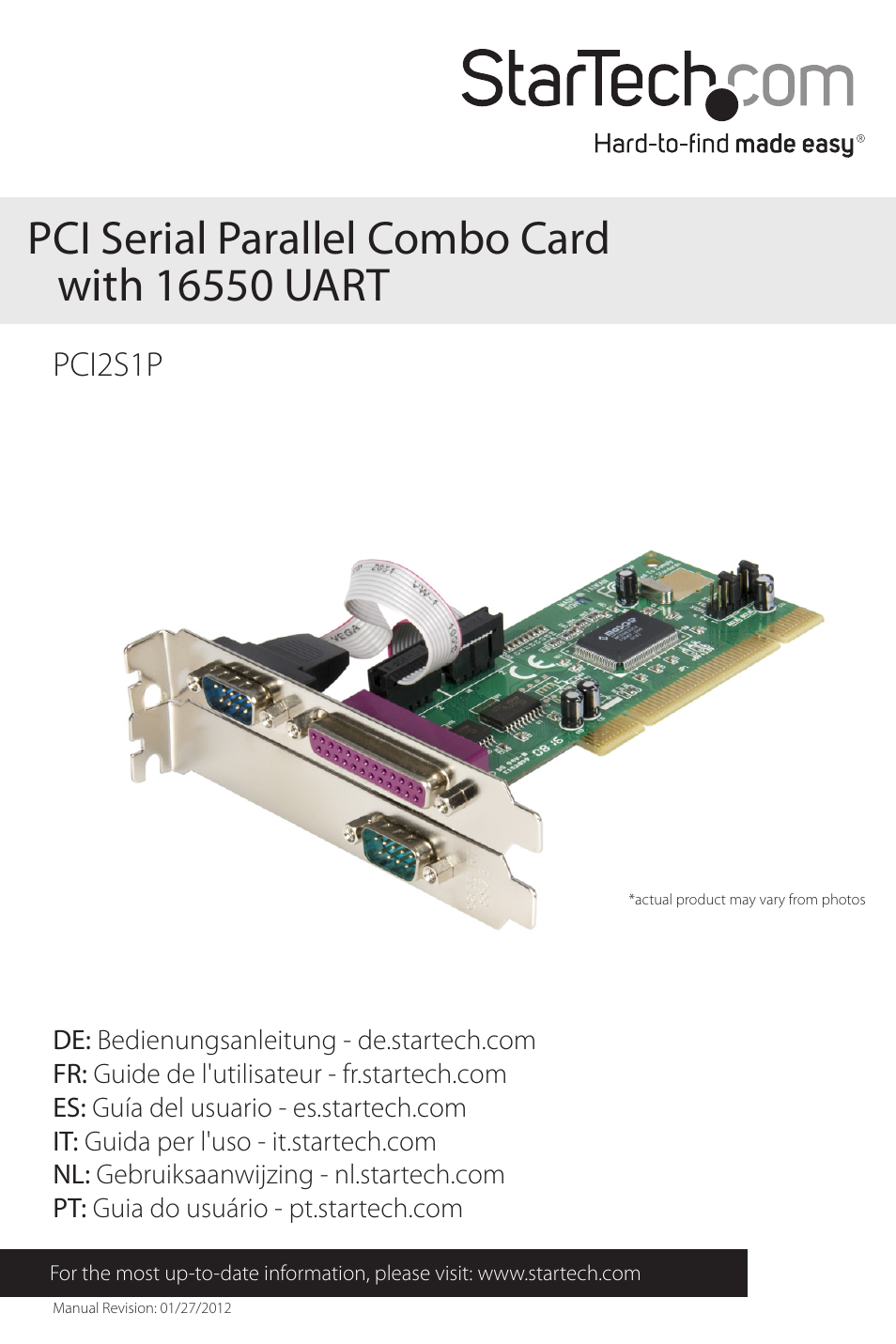 StarTech.com PCI2S1P User Manual | 12 pages