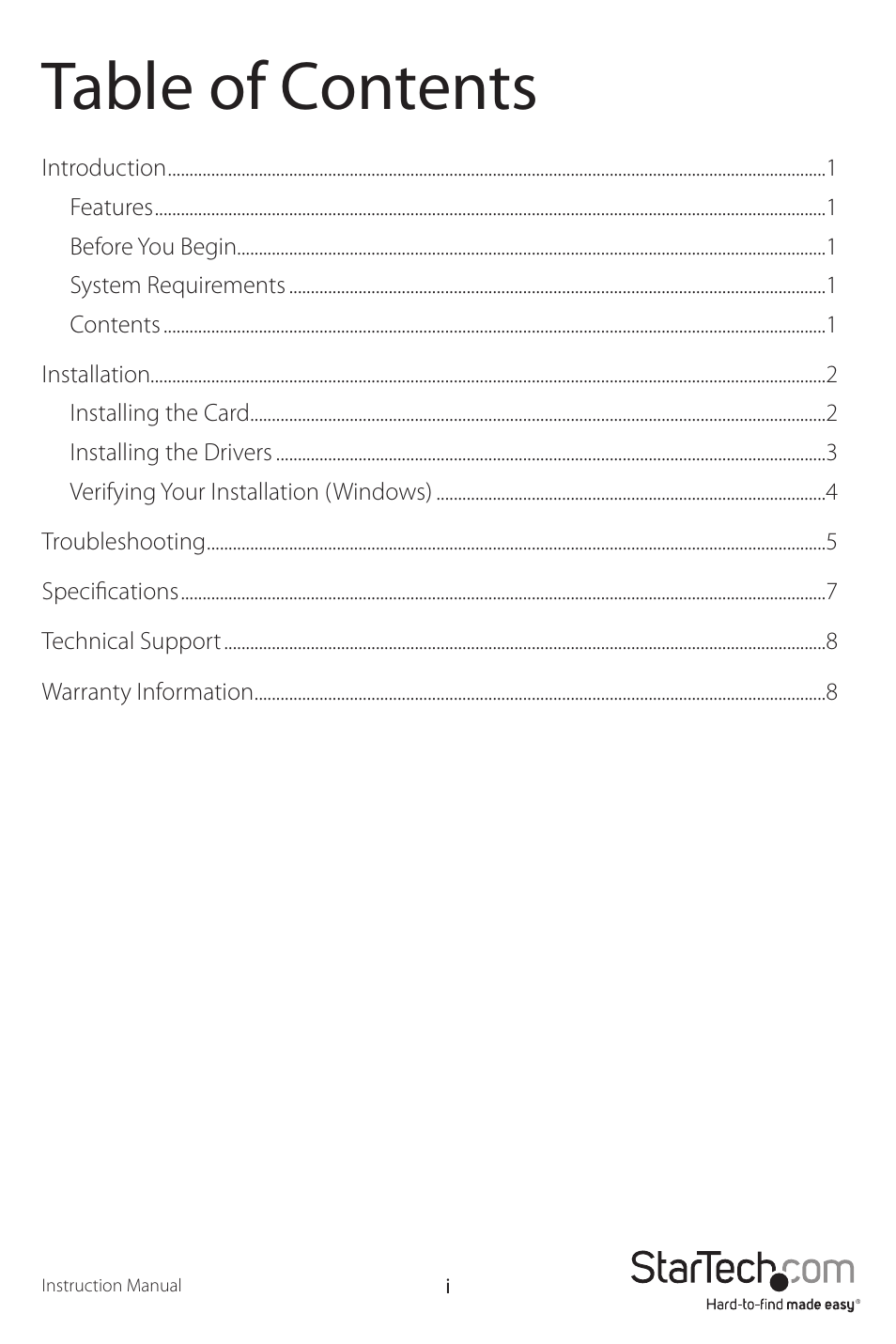 StarTech.com PCI2S1P User Manual | Page 3 / 12