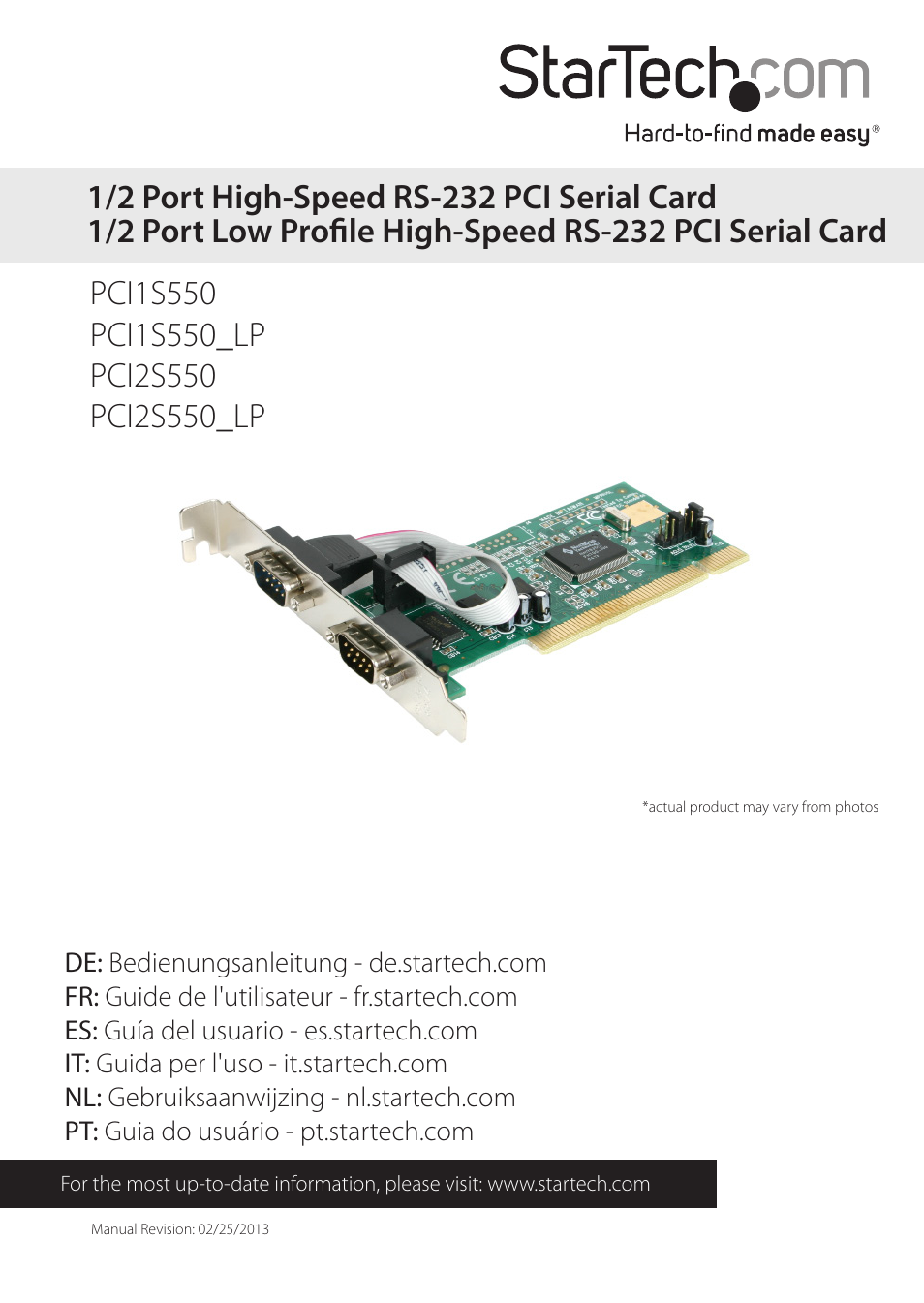 StarTech.com PCI2S550LP User Manual | 10 pages