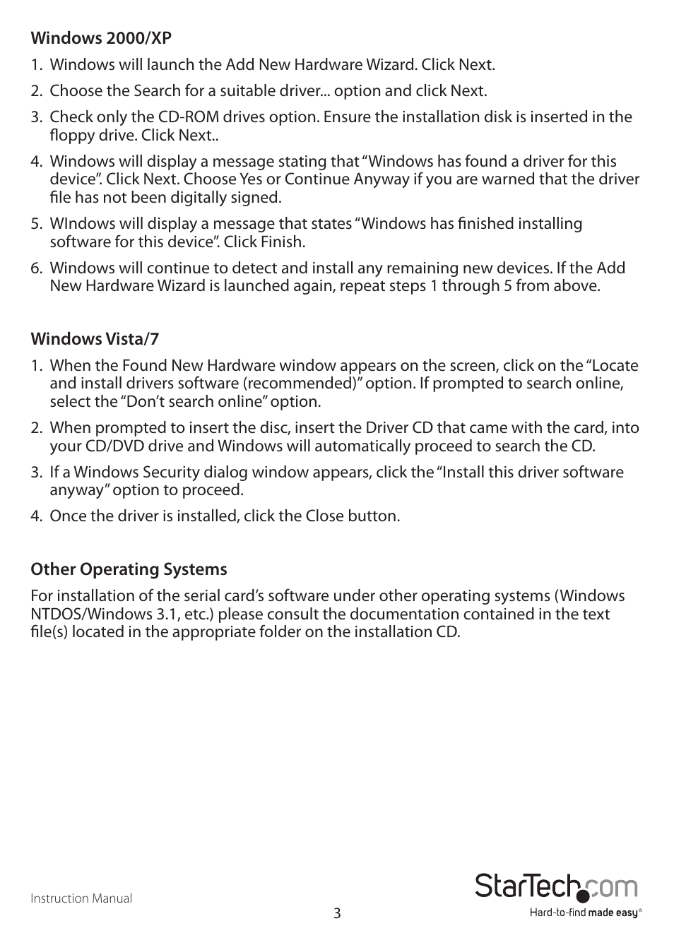 StarTech.com PCI2S550LP User Manual | Page 6 / 10