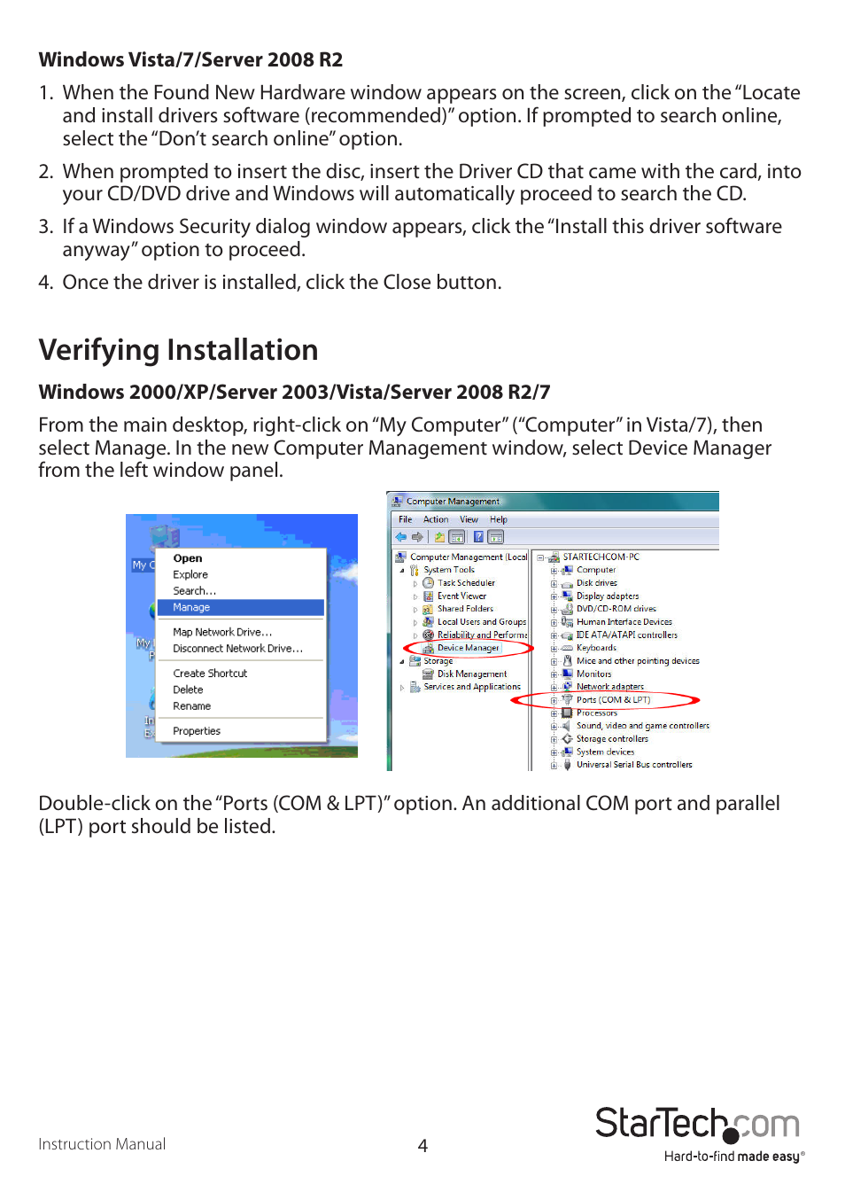 Verifying installation | StarTech.com PEX1S1P952 User Manual | Page 7 / 10