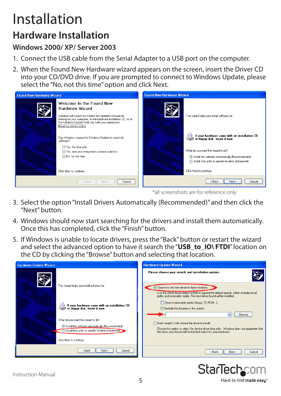 Installation, Hardware installation | StarTech.com ICUSB2328I User Manual | Page 9 / 15