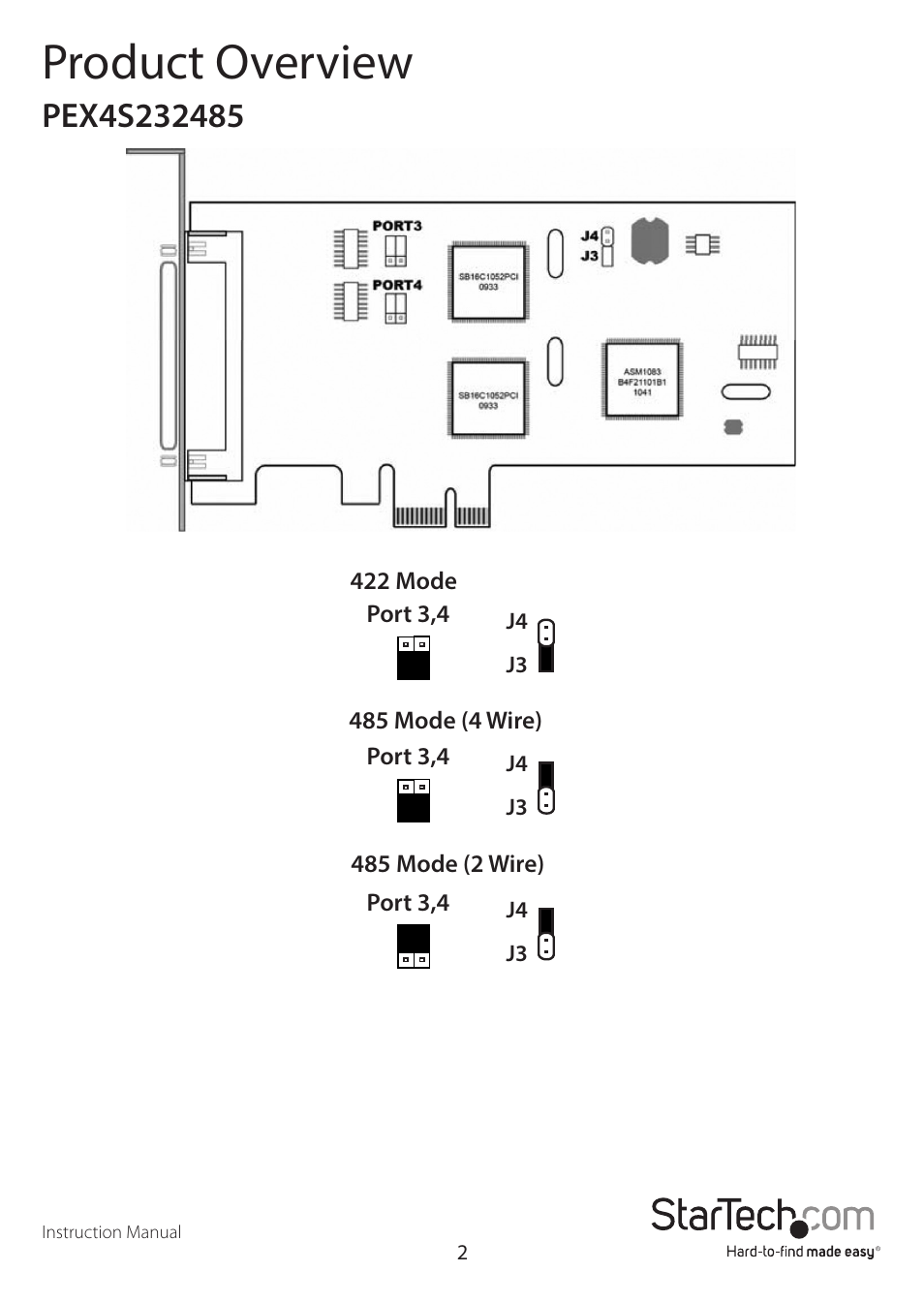 Product overview | StarTech.com PEX8S232485 User Manual | Page 5 / 15