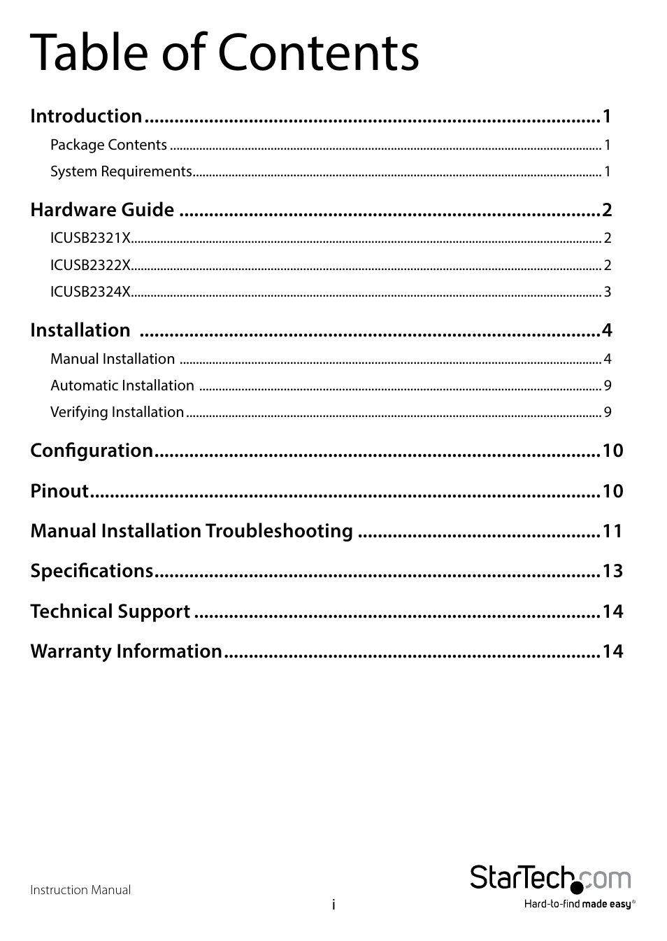StarTech.com ICUSB2324X User Manual | Page 3 / 18
