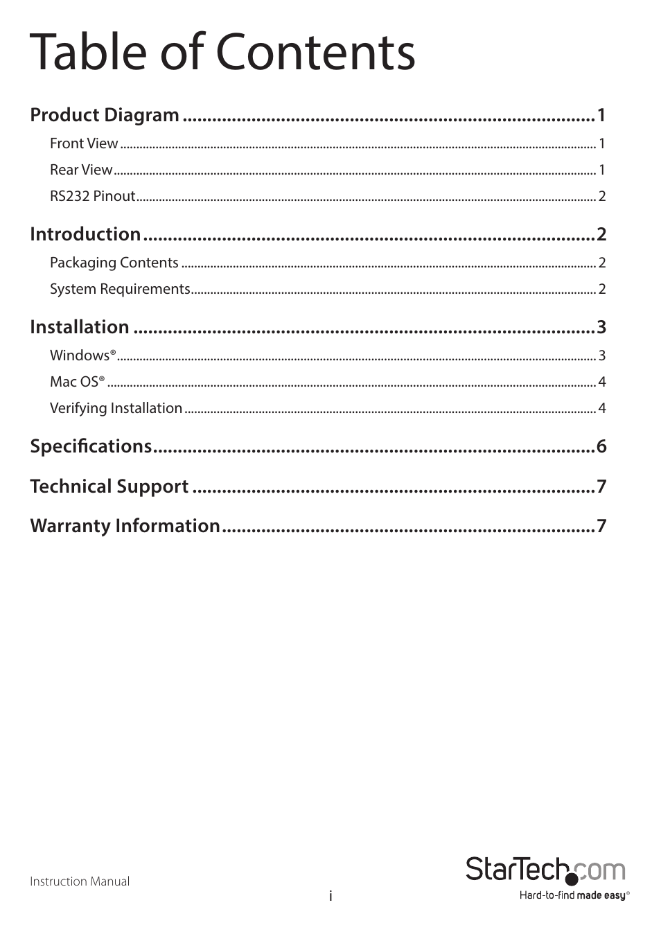 StarTech.com ICUSB232D User Manual | Page 3 / 11